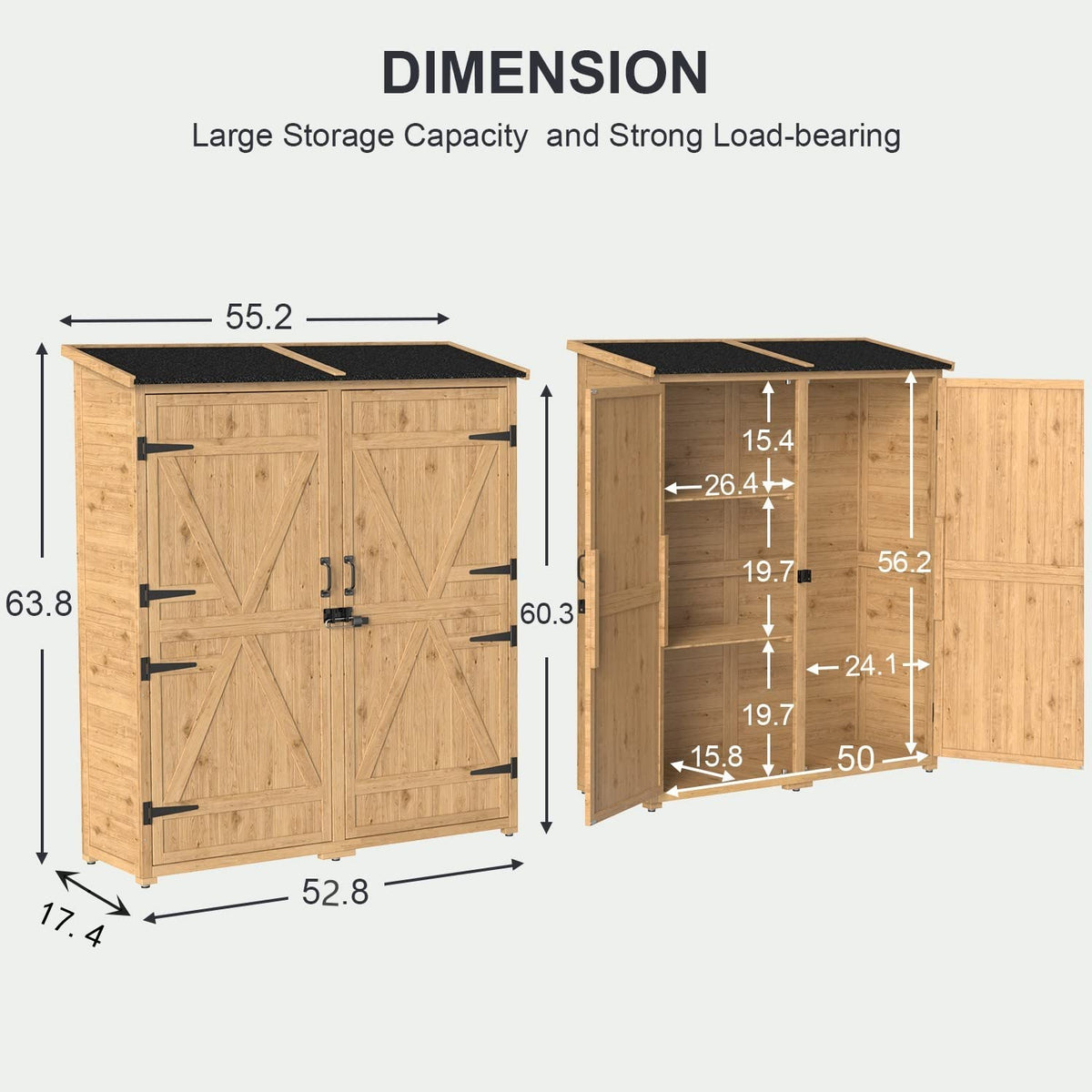Gizoon cabinet used for tool and garden storage on a patio or yard
