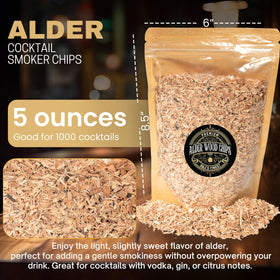 G & J's Finest alder wood chips for cocktail-smoker-setup enable quick lighting and steady smoke