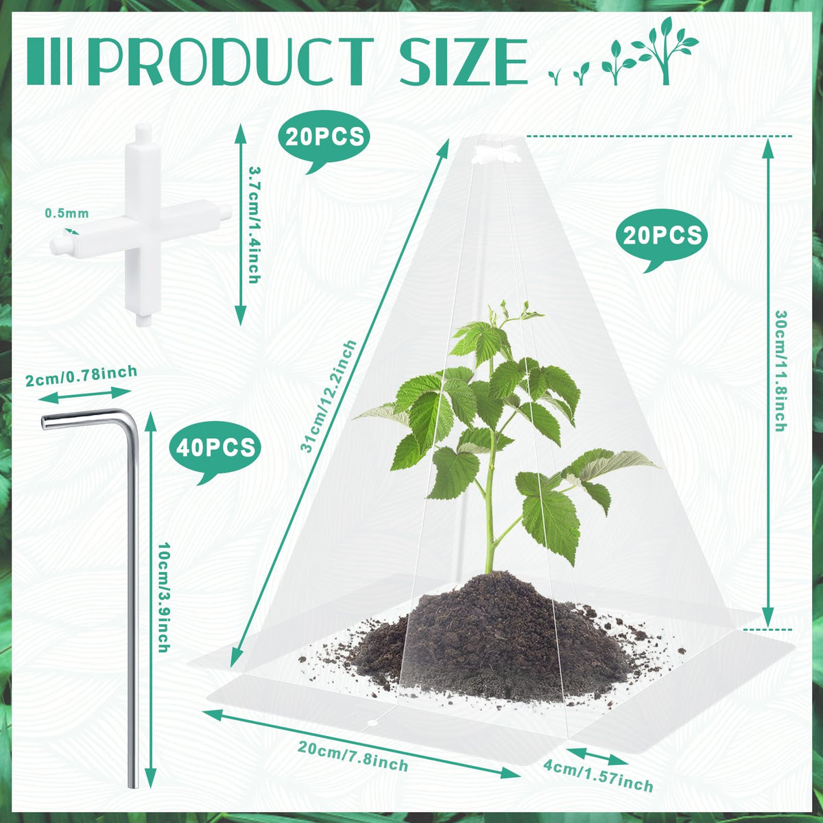 GJQ plant protectors with stakes secure the cloches.