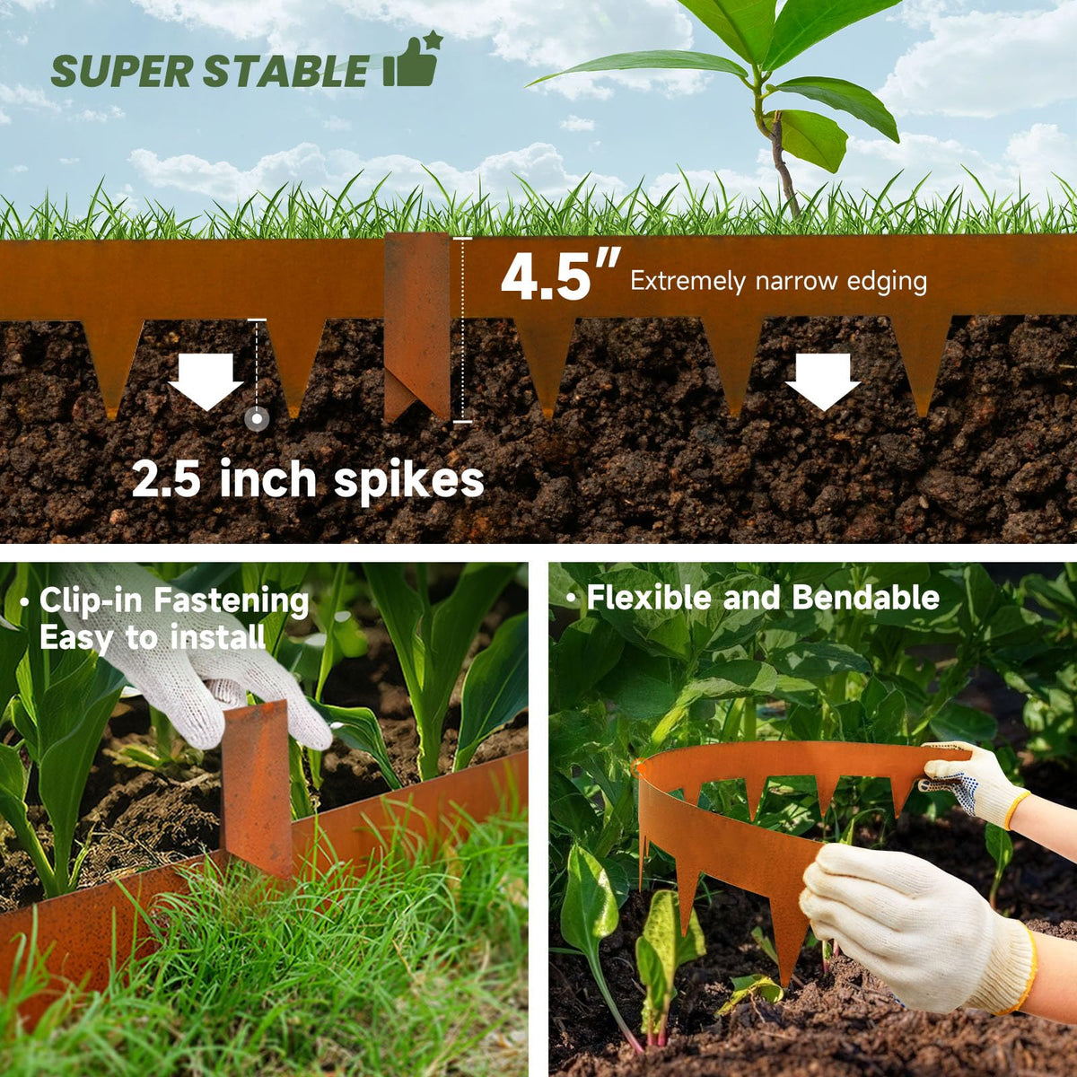 GJWCVL no-dig installation with edging and clips enables quick borders.