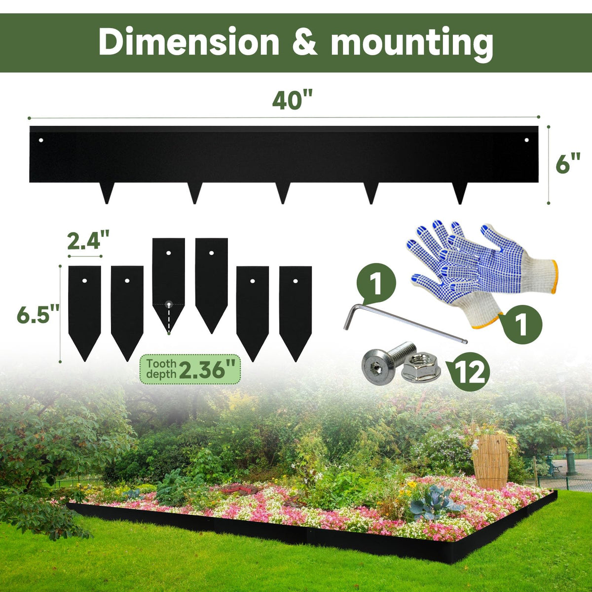 GJWCVL lawn border edging with sturdy clips for stable borders