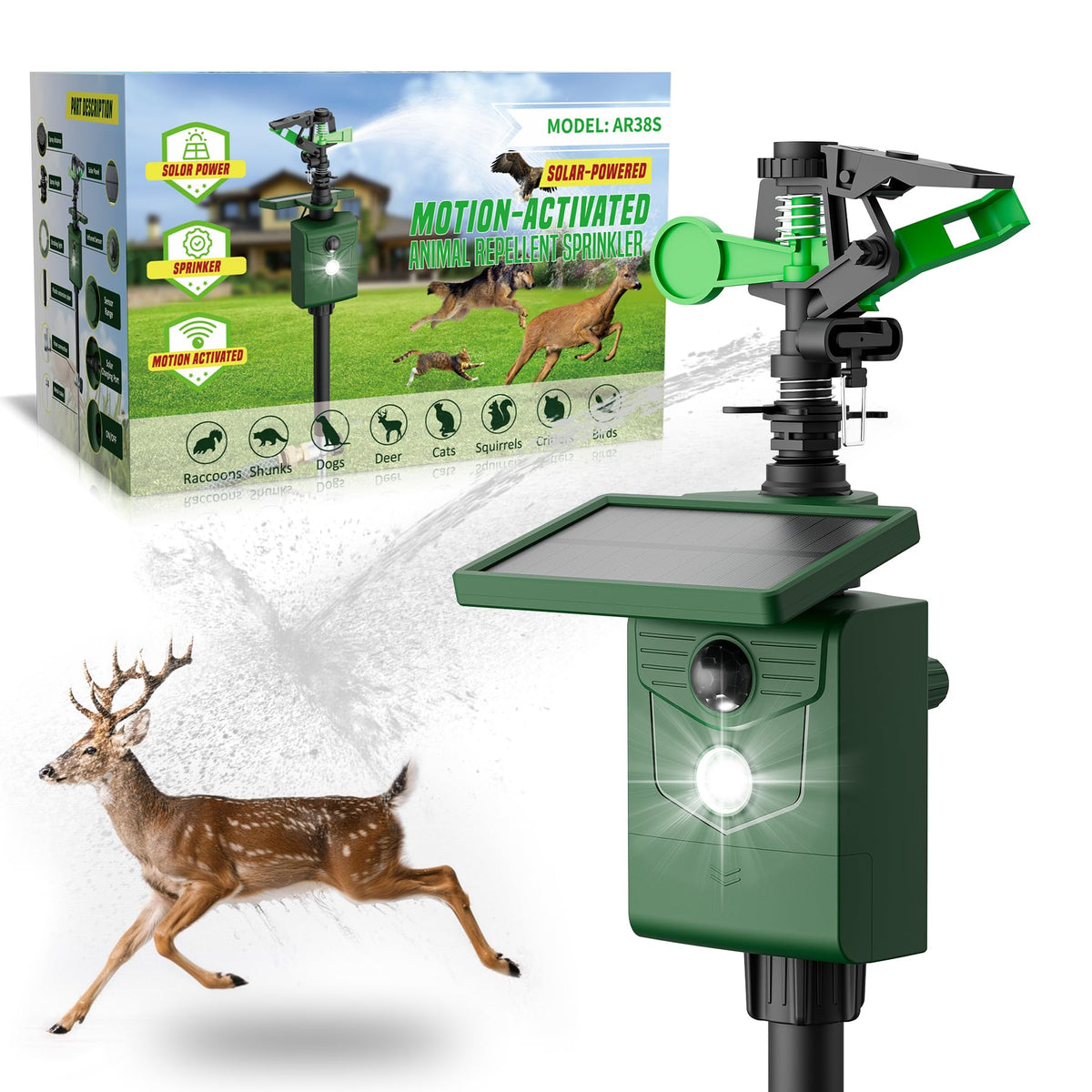 G-Jyuncyou motion-activated sprinkler front view deterring wildlife