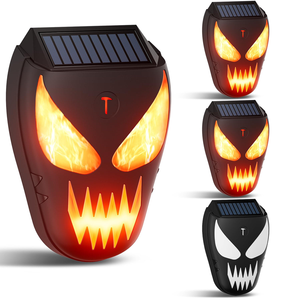 G-Jyuncyou Solar Coyote Deterrent Lights amber flame pulse deters nocturnal predators in yard