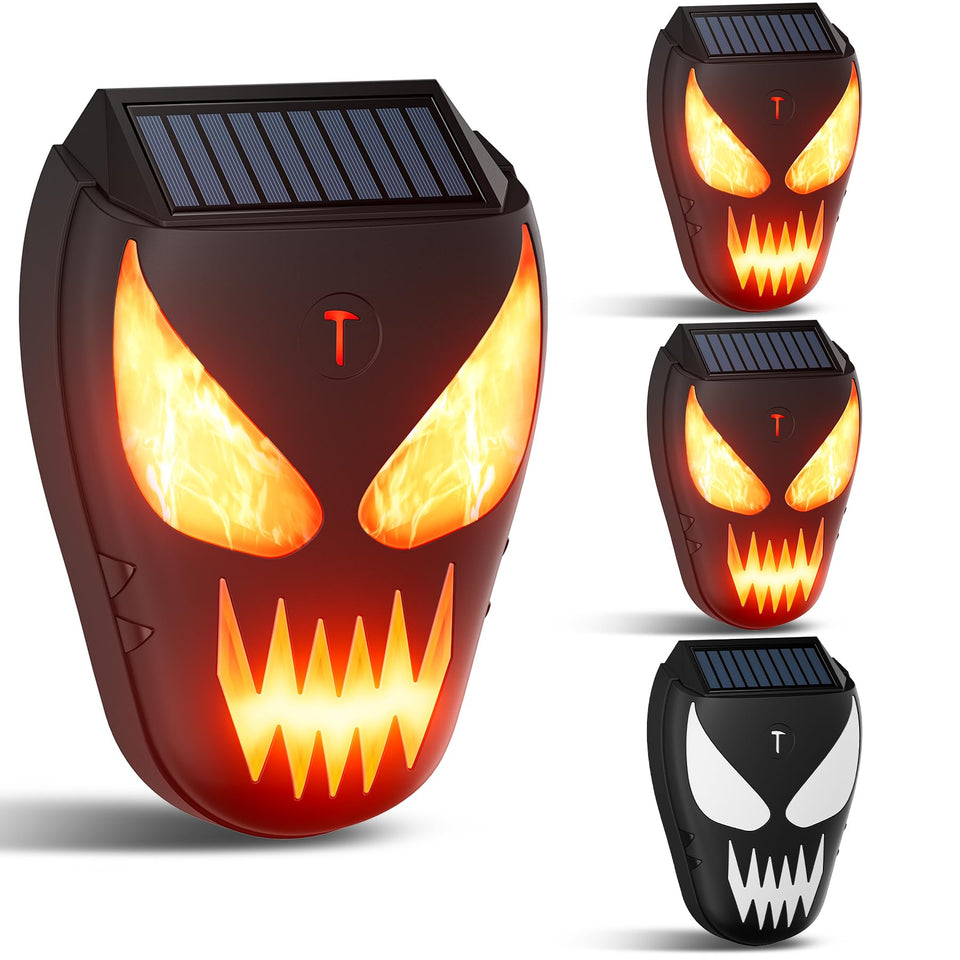 G-Jyuncyou Solar Coyote Deterrent Lights amber flame pulse deters nocturnal predators in yard