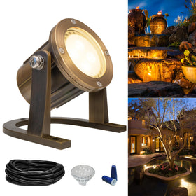 GKOLED solid brass underwater light front view, durable pond illumination