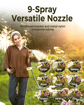 GLAHODEN 9-pattern nozzle offers versatile watering options.
