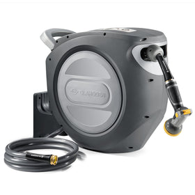 GLAHODEN retractable hose reel 100 ft demonstrates smooth extension and tangle-free use.