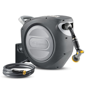 GLAHODEN retractable hose reel 130ft enables wide garden watering with smooth operation.