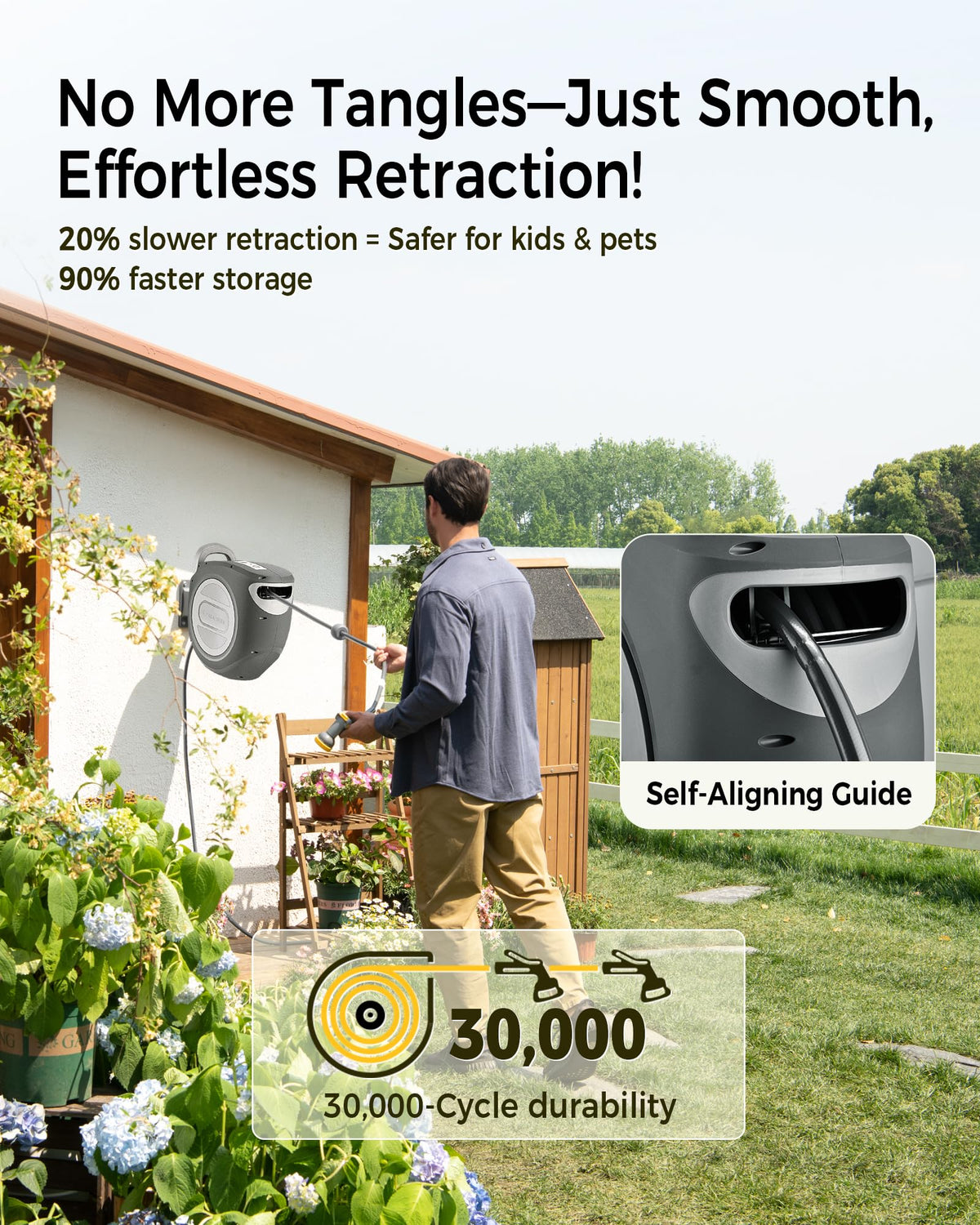 GLAHODEN UV and freeze-proof reel withstands weather, reducing wear