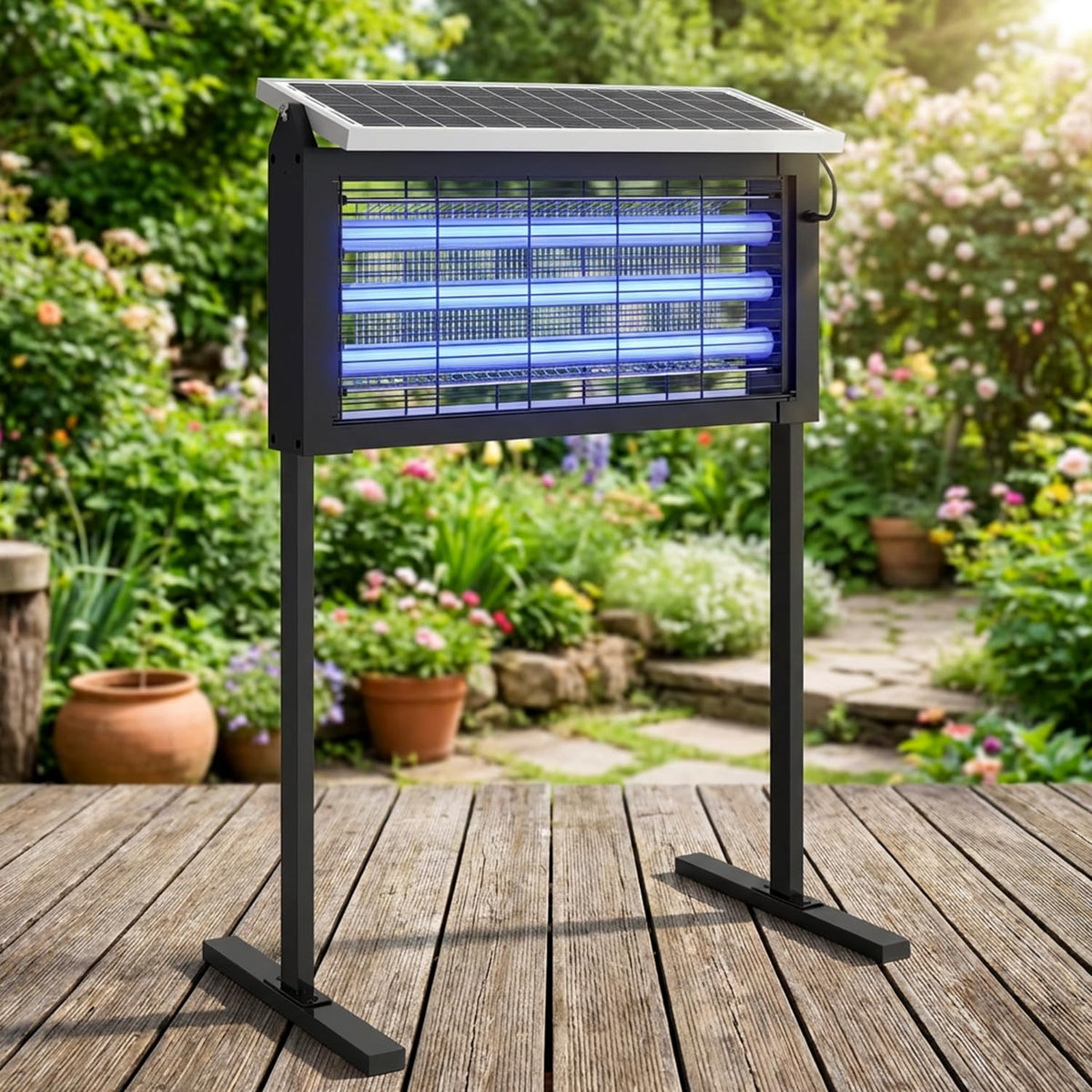 Glamvibe Salon large solar bug zapper for outdoor gatherings, reducing pests.