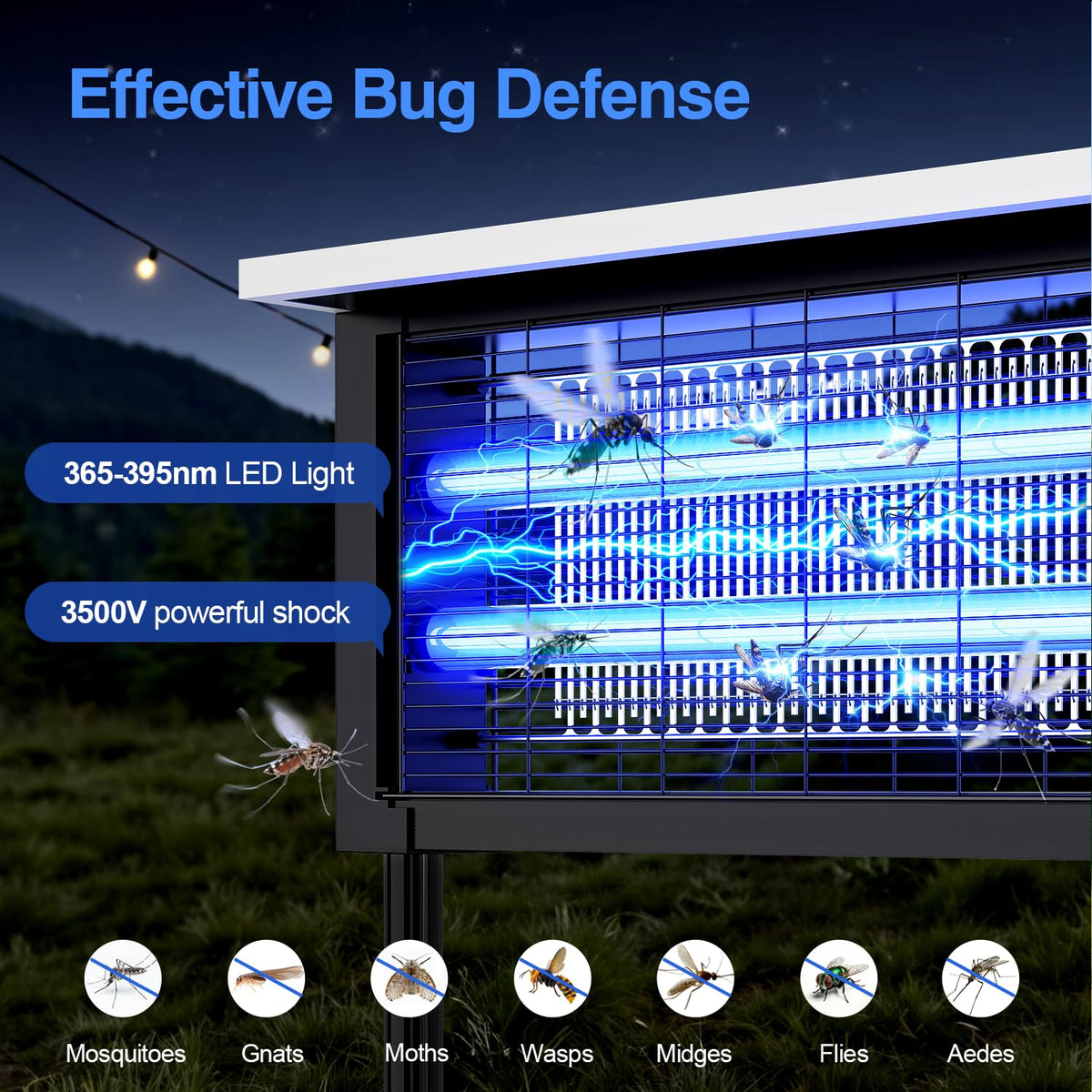 Glamvibe Solar Bug Zapper outdoor solar panel close-up for efficient charging