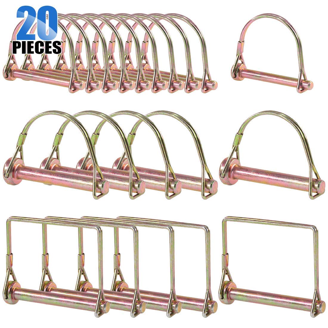Glarks PTO pin kit overview with 20-piece heavy duty set for trailers