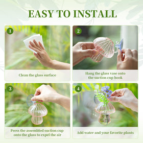 Glasseam windowsurface hanging setup for stylish, tool-free installation.