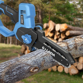G LAXIA in-action cutting branch in garden setting for pruning tasks.