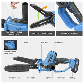 G LAXIA chainsaw safety guard protects operator from debris.