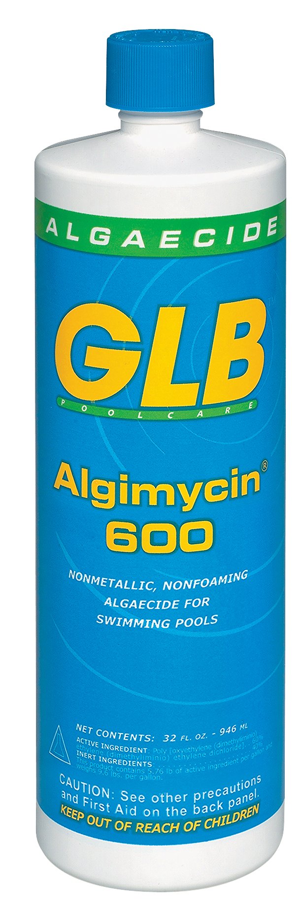 GLB Algimycin 600 quart bottle for effective green algae control in pools