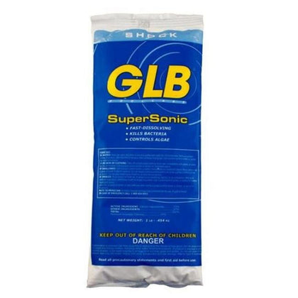 GLB calcium hypochlorite pool shock granules dissolving to sanitize and clarify pool water