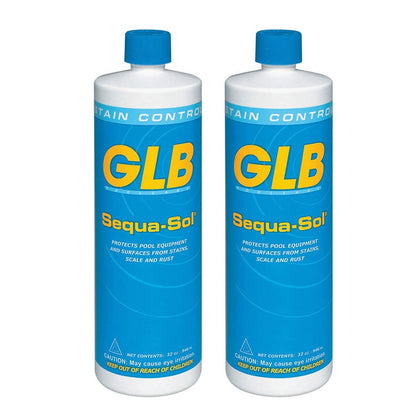 GLB Sequa Sol bottle pour reduces staining and scaling in pool water