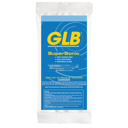 GLB Supersonic 73% Cal-Hypo shock granules in 1 lb package for fast pool sanitizing