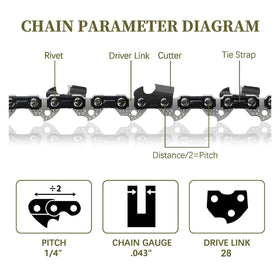 GLECTG six-pack mini chainsaw chains ready for quick replacements and less downtime.