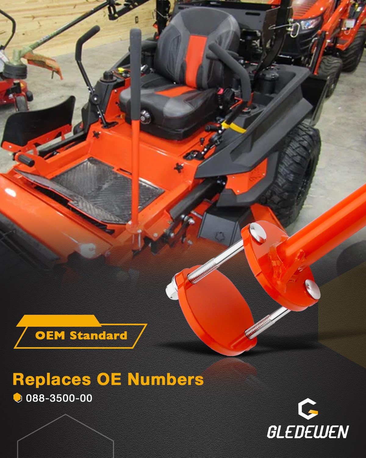 Gledewen Mowers Assist Handle Kit installed on Bad Boy mower for quick-fit