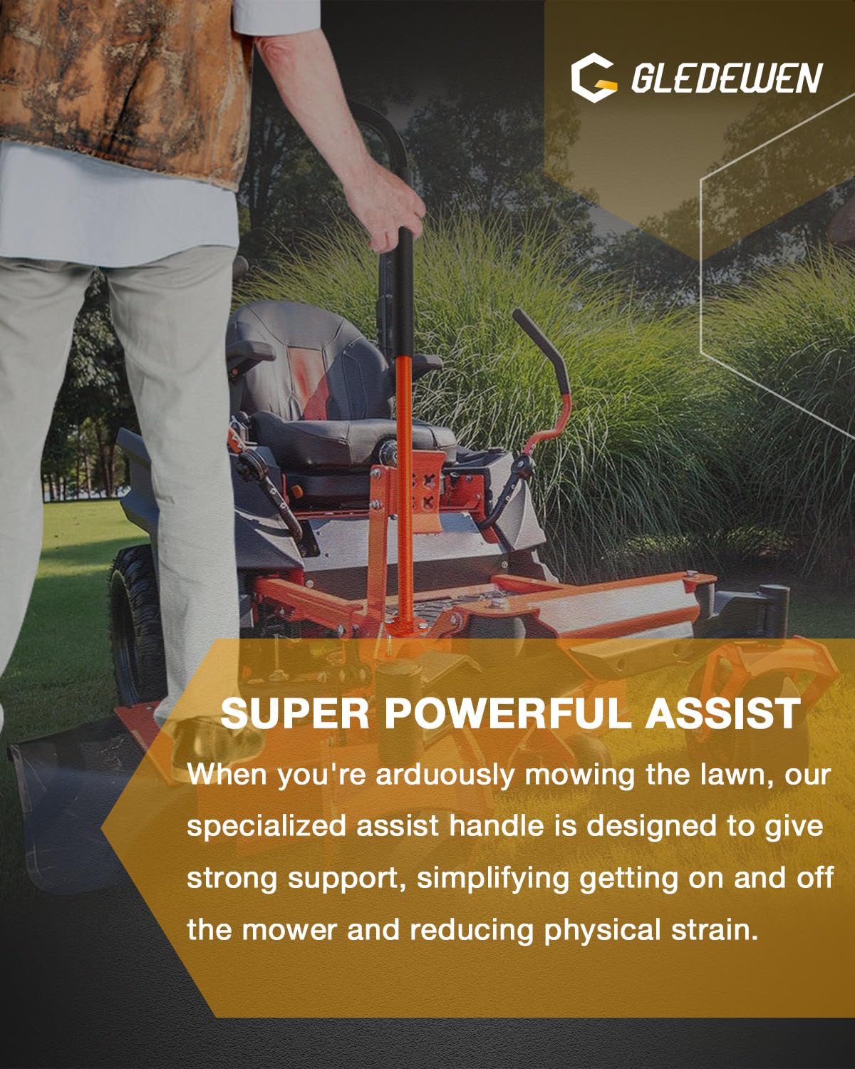 Gledewen Mowers Assist Handle Kit rearview-mirror ready interface for visibility