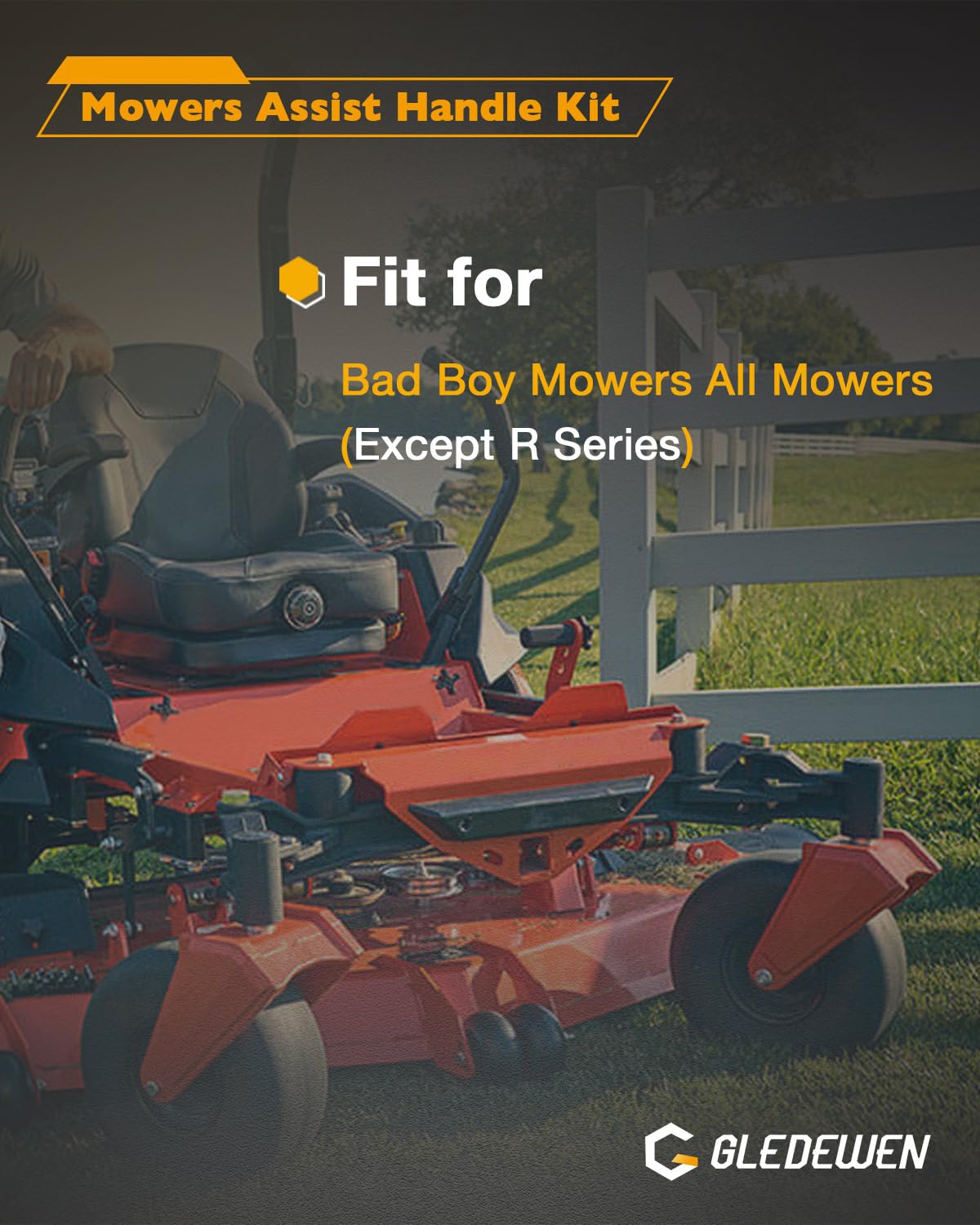 Gledewen Mowers Assist Handle Kit side view highlighting reinforced iron durability