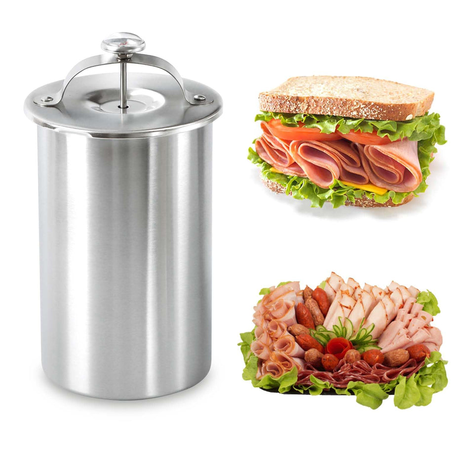 Glendaveny ham-maker press setup highlighting durable stainless steel for home deli meat prep.