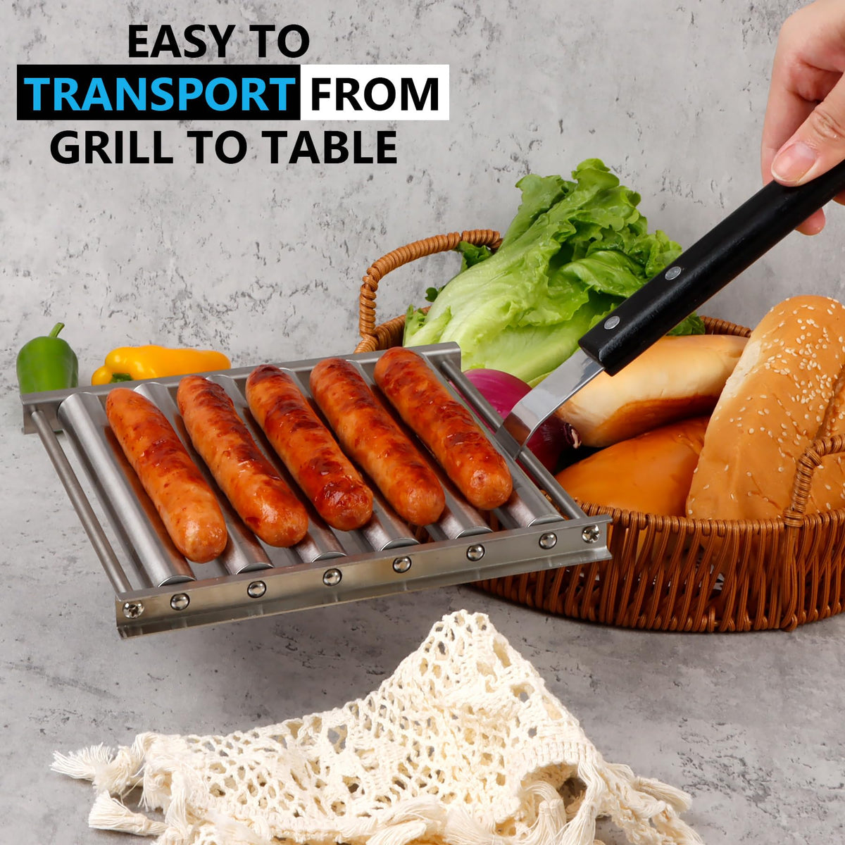GLENDAVENY hot dog roller is dishwasher-safe for easy cleanup.