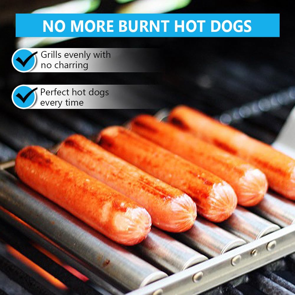 GLENDAVENY hot dog roller with wooden handle provides safe, extended reach.