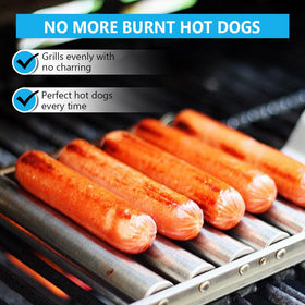 GLENDAVENY hot dog roller with wooden handle provides safe, extended reach.