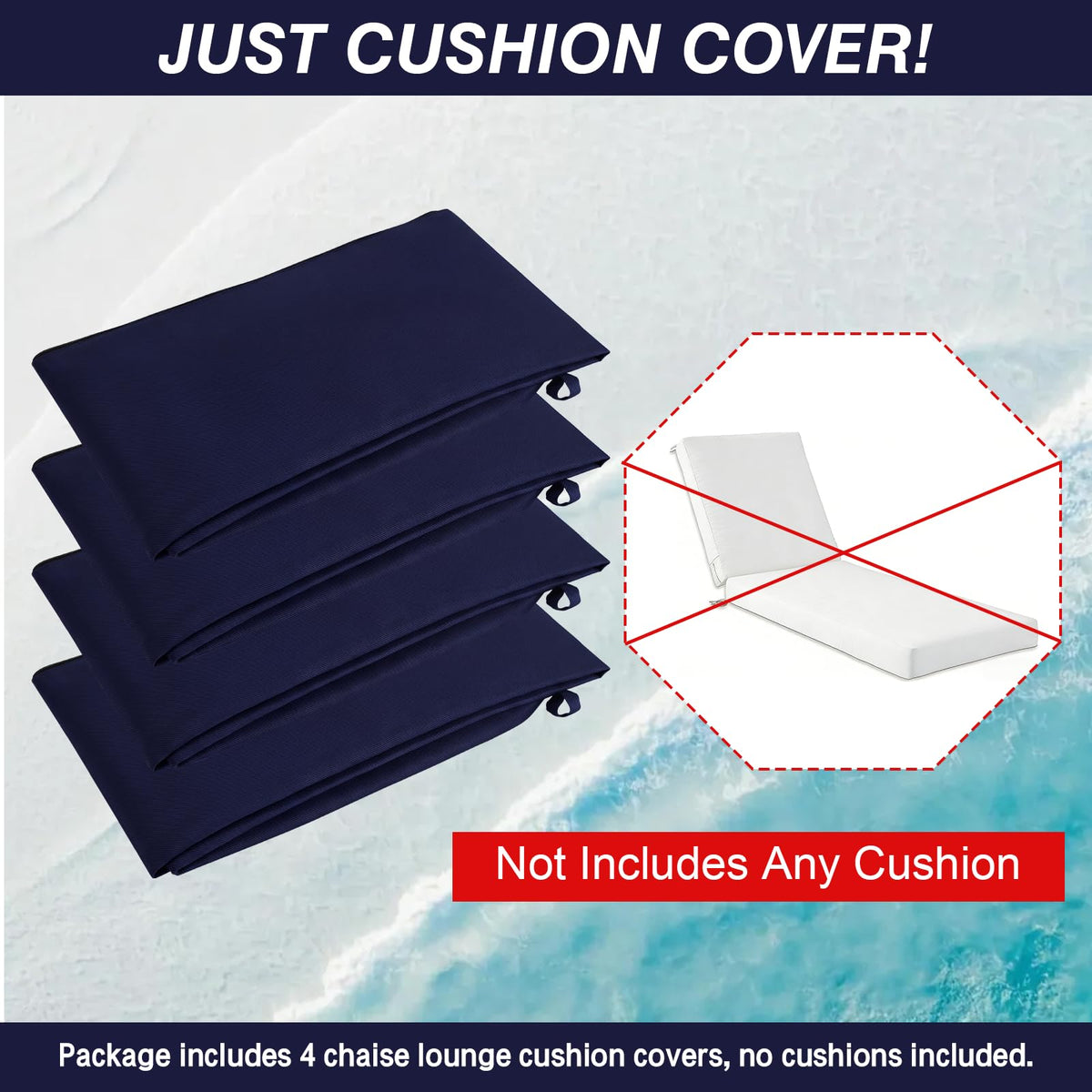 Gleom cushion cover fits 72x21x3 inches for universal outdoor use