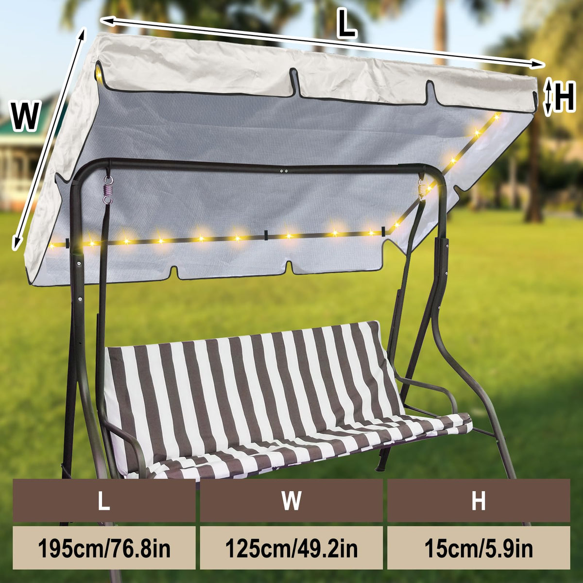 Close-up of GliCraft beige waterproof canopy fabric showing waterproof quality