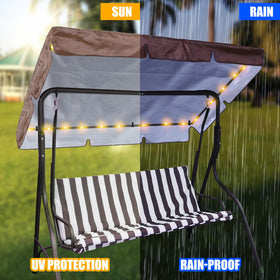 GliCraft brown swing canopy fabric close-up highlighting durable material and weave.