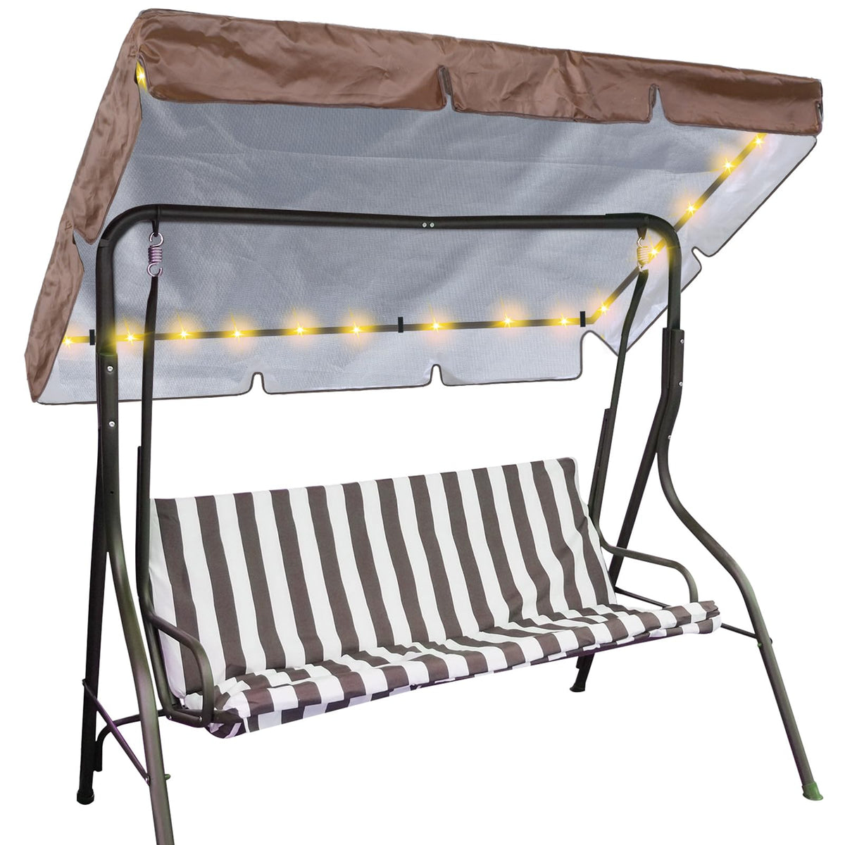 GliCraft LED swing canopy large brown cover for 2-3 seat swings