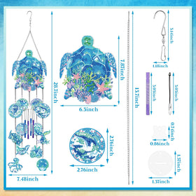 GlikCeil blue wind chime hanging indoors adds calming visual appeal.