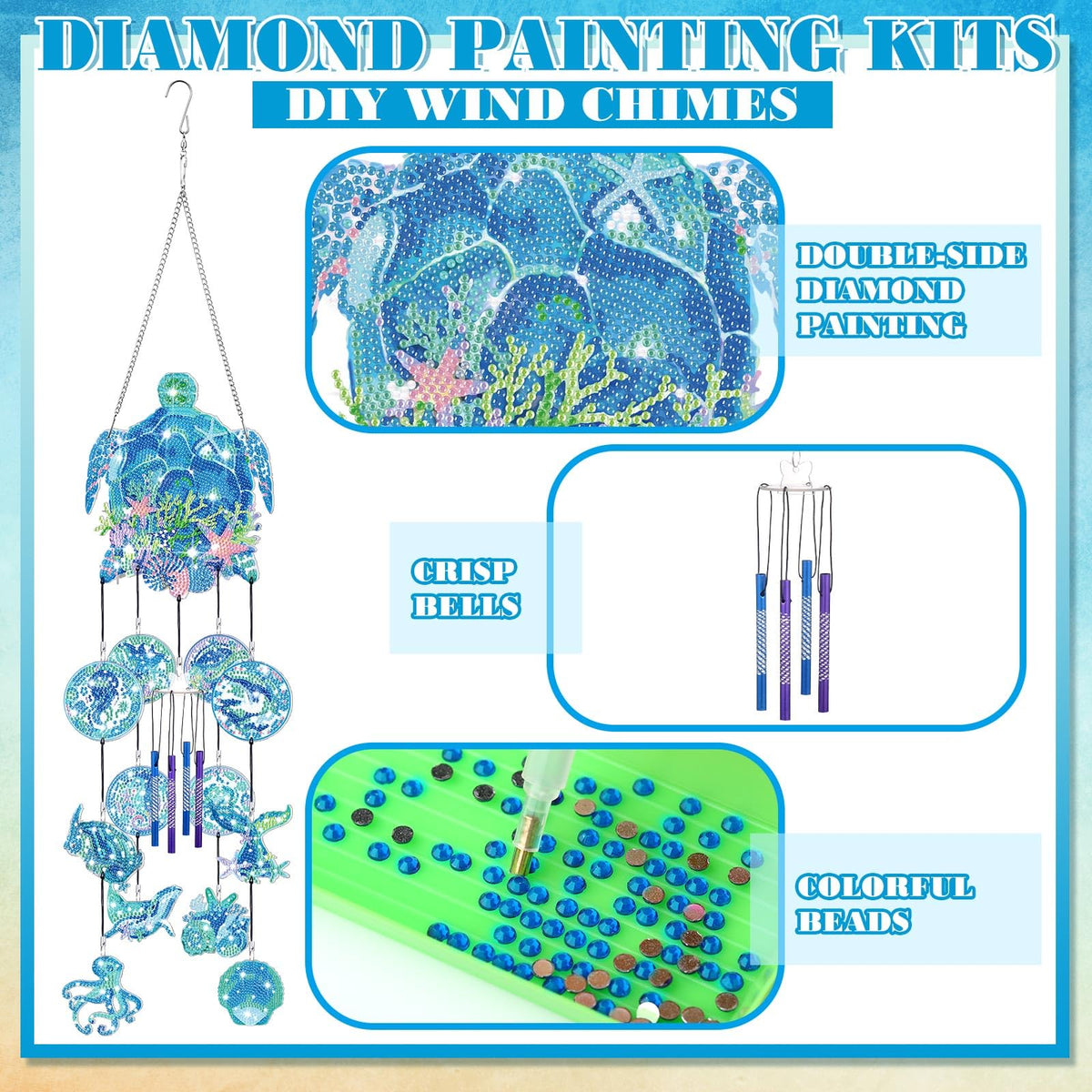 Ocean-themed wind chime design suits patios and balconies with tranquil vibes.
