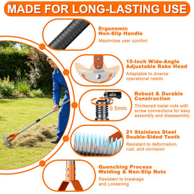 GlimHirVox dual-action tines in action targeting debris and thatch.