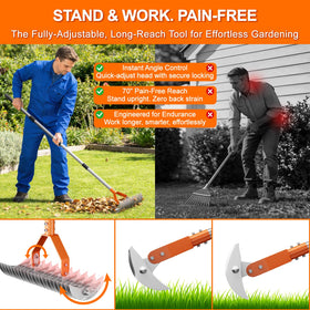 GlimHirVox soft-grip handle reduces strain while raking.
