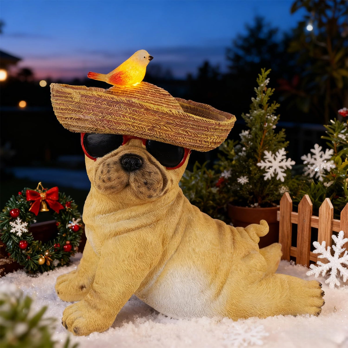 Glintoper night glow dog statue offers subtle lawn illumination.