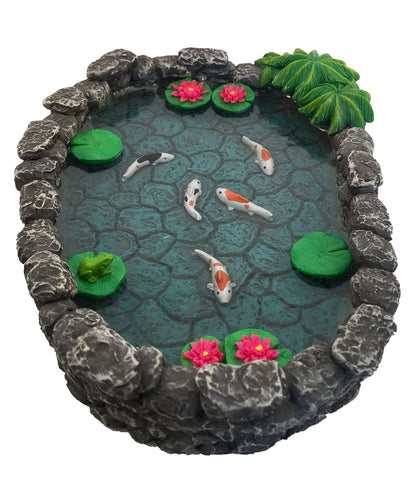 GlitZGlam KOI miniature pond with water features, a tranquil focal point for fairy gardens.
