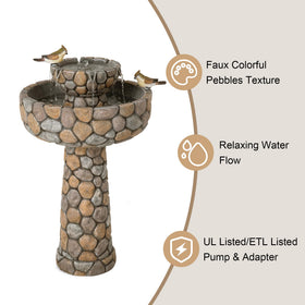 Glitzhome Bird Bath Outdoor Waterfall Fountain, a charming centerpiece for patios and yards.