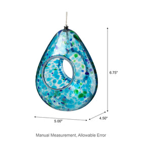 Glitzhome hanging glass feeder shown with a sturdy metal hanger.