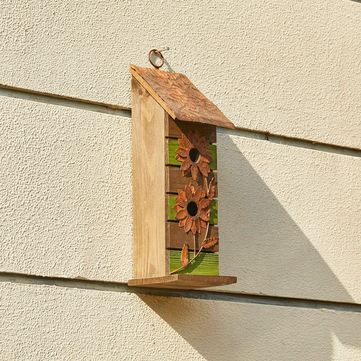 Glitzhome two-tier hanging bird house provides inviting shelter outdoors.