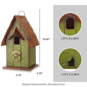 Glitzhome bird house hanging with metal hanger for easy outdoor display.