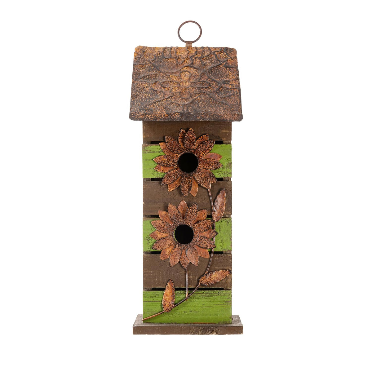 Glitzhome rustic hummingbird house welcomes small birds through a petite entrance.