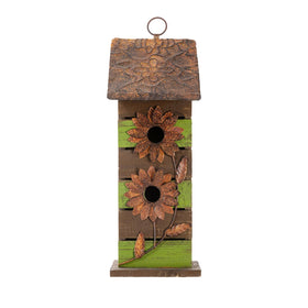 Glitzhome rustic hummingbird house welcomes small birds through a petite entrance.