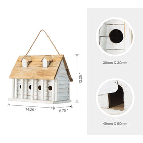 Glitzhome birdhouse back panel with clean-out feature for easy maintenance.