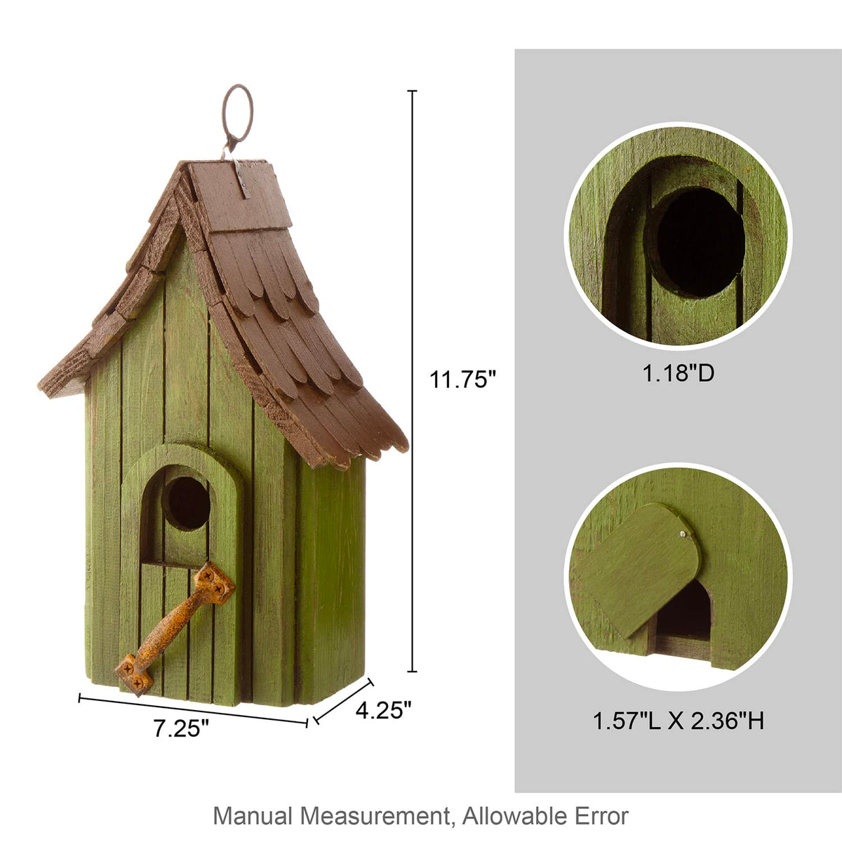 Glitzhome birdhouse back panel removes for easy cleaning