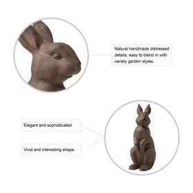 Glitzhome bronze rabbit figurine weatherproof for indoor or outdoor display.